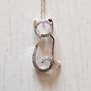 10K Gold Diamond Cat Necklace